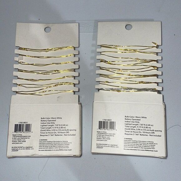 2 x Bloom Room 25 ct LED Mini Gold Wire with Warm White String Lights - Picture 4 of 6